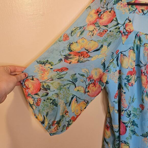 Lauren Conrad Size Small S Blouse Summer Time Boho Beach Floral Tunic Top Shirt - Picture 3 of 9